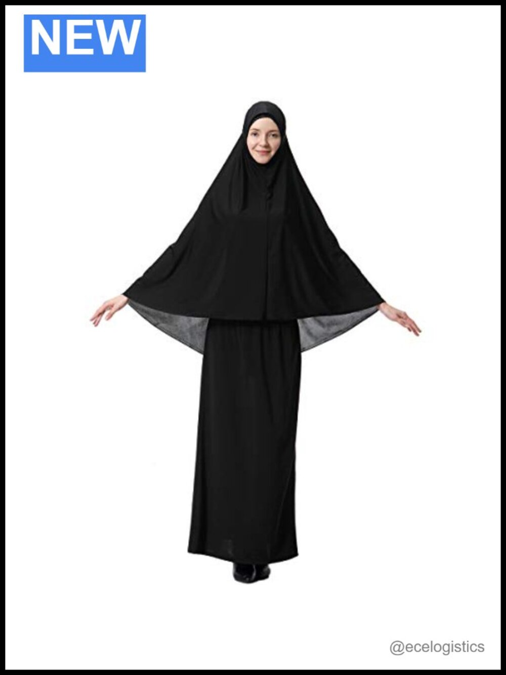 Two-Piece Muslim Prayer Dress Khimar Set Soft Polyester Spandex Modest
